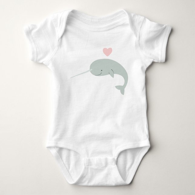 Narwhal Whale Baby Bodysuit (Front)