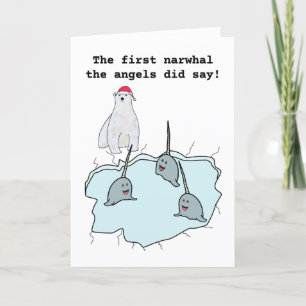 Narwhal whale pun Christmas Holiday Card