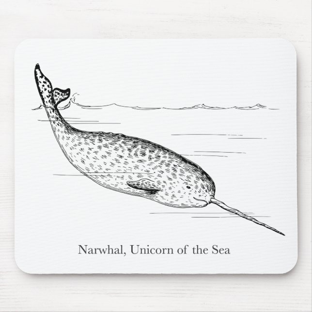 Narwhal Whale Unicorn of the Sea Mouse Mat (Front)