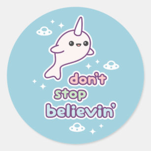 Narwhal with UFOs Classic Round Sticker