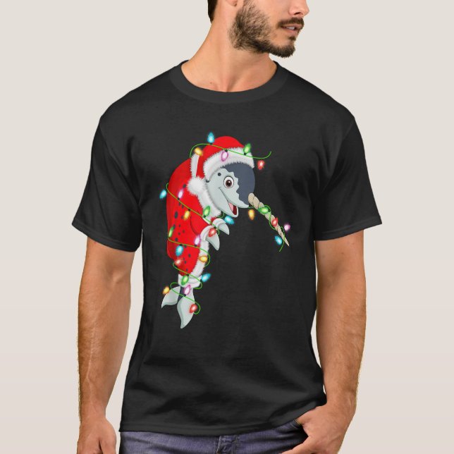 Narwhal Xmas Lighting Santa Costume Narwhal Christ T-Shirt (Front)