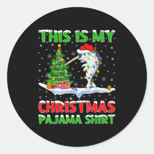 Narwhal Xmas Tree Lights This Is My Christmas Paja Classic Round Sticker