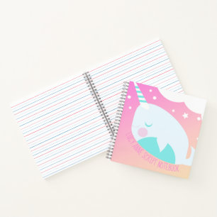 Narwhale Ombre Pastel Rainbow Handwriting Notebook