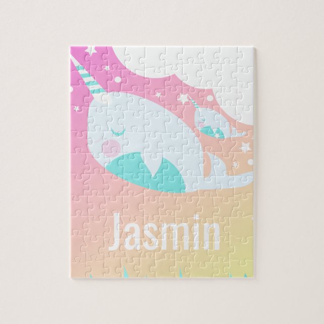 Narwhale Rainbow Gradient Magical Kids Jigsaw Puzzle (Vertical)