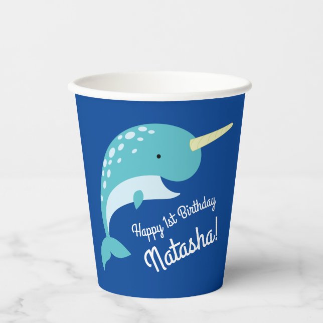 Narwhals Birthday Party Paper Cups (Front)
