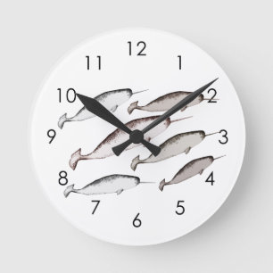 Narwhals - Narwhal Pattern Whale Lover Gift  Round Clock