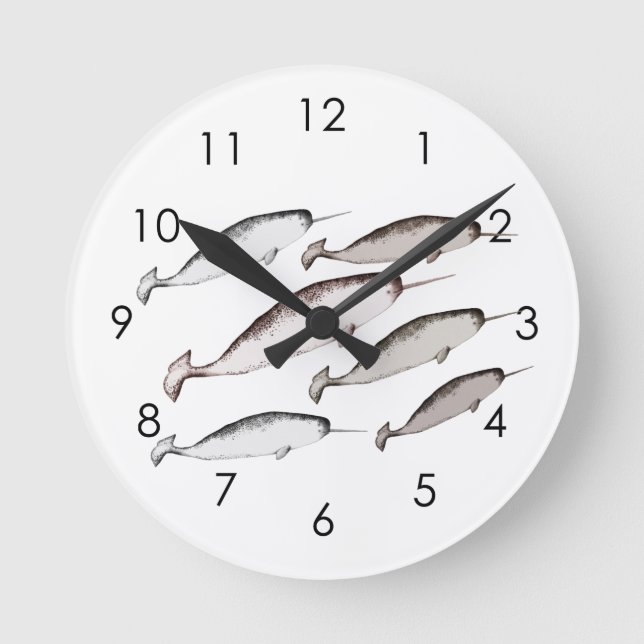 Narwhals - Narwhal Pattern Whale Lover Gift  Round Clock (Front)
