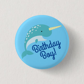 Narwhals Ocean Cute 1st Birthday Party Theme 3 Cm Round Badge