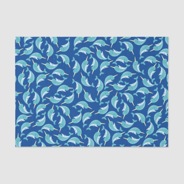 Narwhals Ocean Cute 1st Birthday Party Theme Tissue Paper (Front)