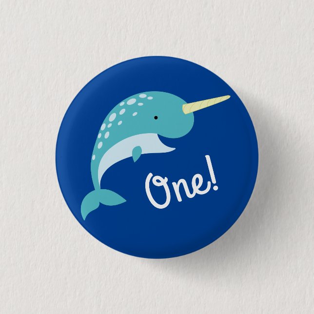 Narwhals Ocean Kid's Birthday Party 3 Cm Round Badge (Front)
