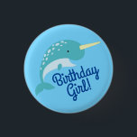 Narwhals Ocean Kid's Birthday Party 3 Cm Round Badge<br><div class="desc">This adorable kid's narwhal birthday party collection is perfect for your little one turning one!  Great for a kid that loves whales animals and the ocean!  Makes a cute theme for a summer 1st birthday party!</div>