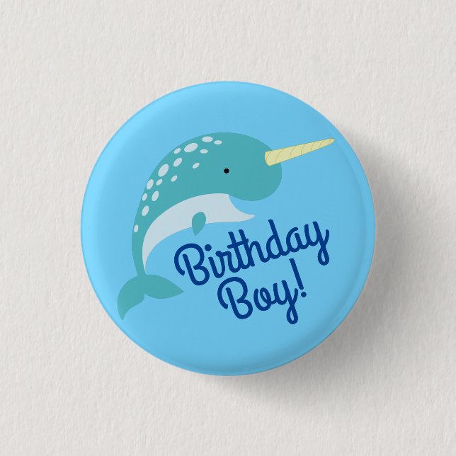 Narwhals Ocean Kid's Birthday Party 3 Cm Round Badge (Front)