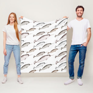 Narwhals Swim - Narwhal Whale Pattern Gift   Fleece Blanket