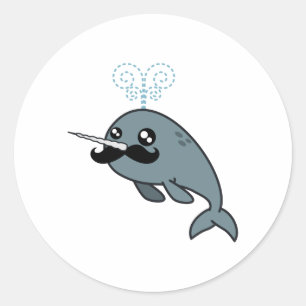 Narwhalstache Classic Round Sticker
