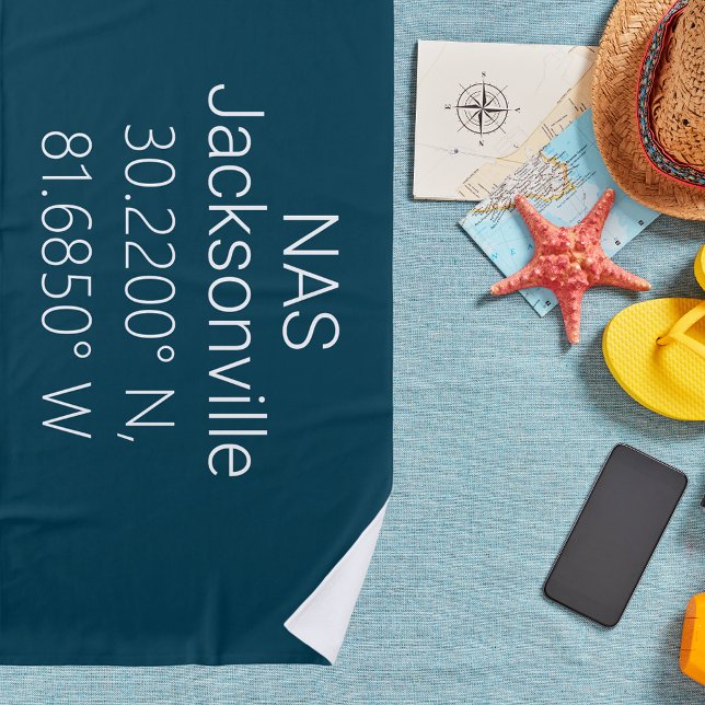 NAS Jacksonville Latitude Longitude  Beach Towel (Creator Uploaded)