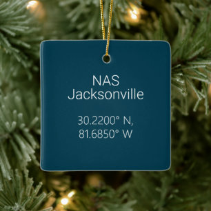 NAS Jacksonville Latitude Longitude Personalised Ceramic Ornament