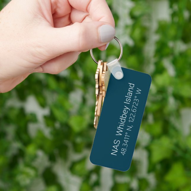 NAS Whidbey Island Latitude Longitude  Key Ring (Hand)