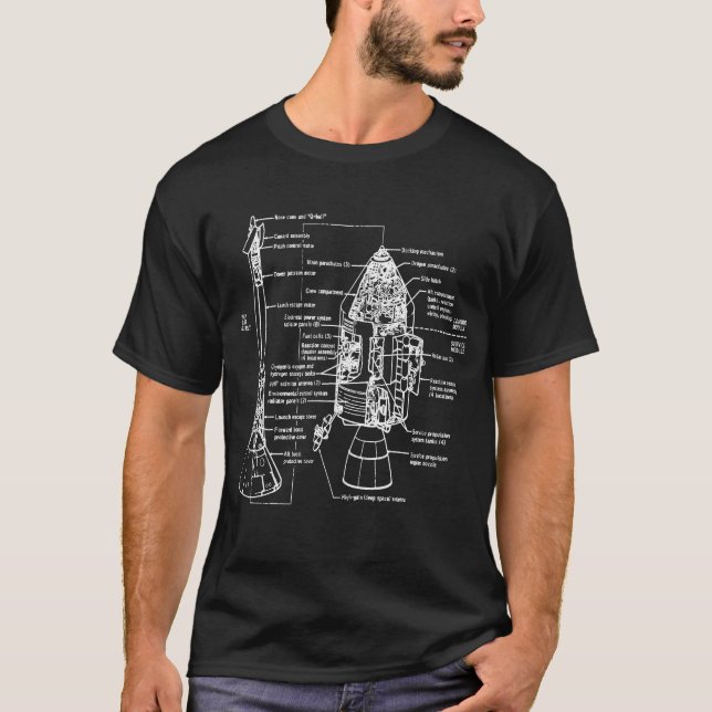 NASA Apollo 11 Command Service Module Schematic T-Shirt (Front)