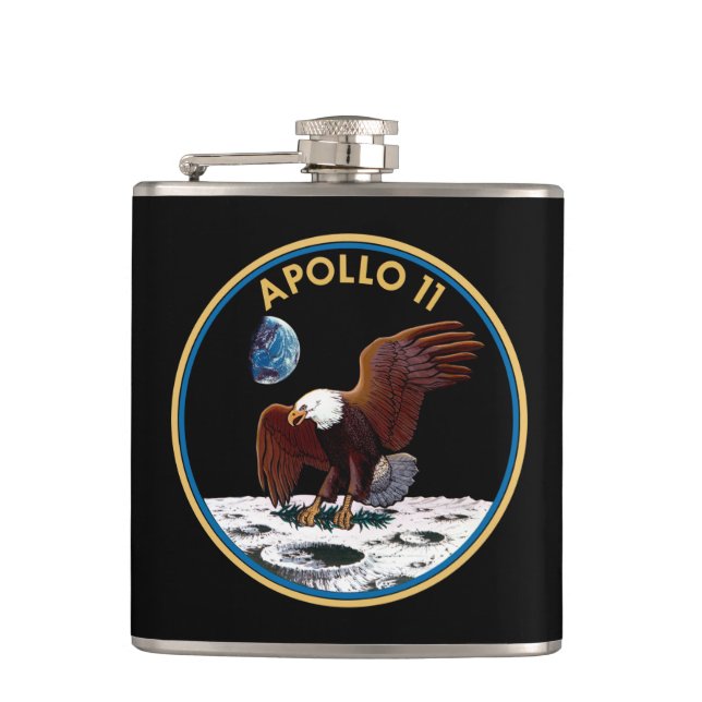 NASA Apollo 11 Moon Landing Lunar Patch Insignia Hip Flask (Front)