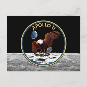 NASA Apollo 11 Moon Landing Lunar Patch Insignia Postcard