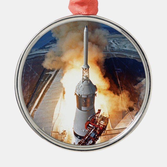 NASA Apollo 11 Moon Landing Rocket Launch Metal Tree Decoration (Front)