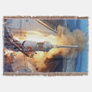 NASA Apollo 11 Moon Landing Rocket Launch Throw Blanket
