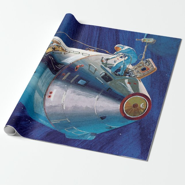 NASA Apollo 15 Command Service Module Artwork Wrapping Paper (Unrolled)