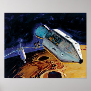 NASA Apollo 15 Subsatellite Lunar Orbit Artwork Poster