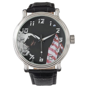 NASA Apollo 17 Astronaut Flag Earth Moon Photo Watch