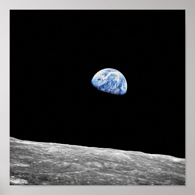 NASA Apollo 8 Earthrise Moon Lunar Orbit Photo Poster (Front)