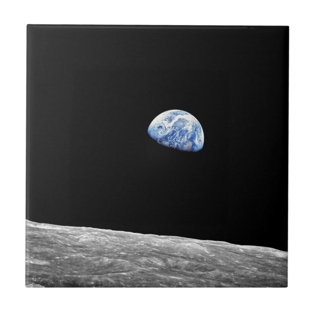 NASA Apollo 8 Earthrise Moon Lunar Orbit Photo Tile (Front)