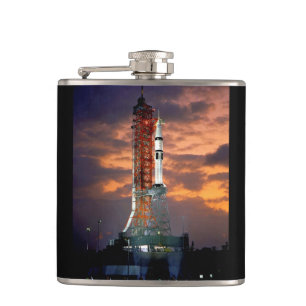 NASA Apollo Soyuz Launch Vehicle Sunrise Launchpad Hip Flask