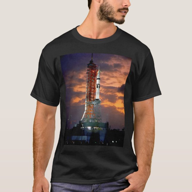 NASA Apollo Soyuz Launch Vehicle Sunrise Launchpad T-Shirt (Front)