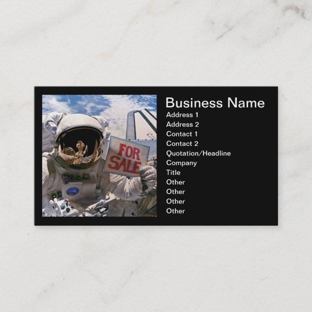 NASA Astronaut Holding Sign - Add Custom Text Business Card (Front)