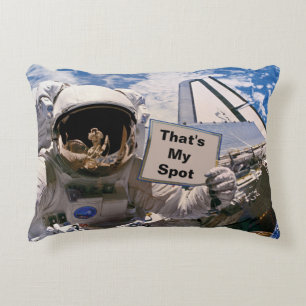 NASA Astronaut Holding Sign - Add Custom Text Decorative Cushion