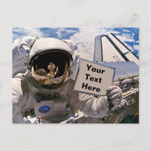 NASA Astronaut Holding Sign - Add Custom Text Postcard
