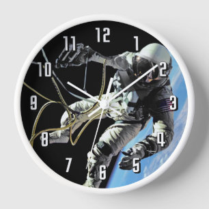 NASA First American Astronaut Spacewalk Photo Wall Clock