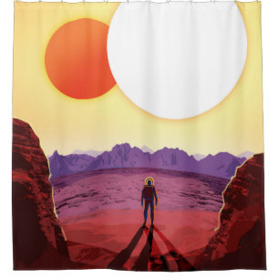 NASA Future Travel Poster - Relax on Kepler 16b Shower Curtain