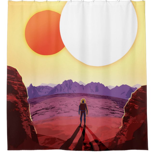 NASA Future Travel Poster - Relax on Kepler 16b Shower Curtain (Front)