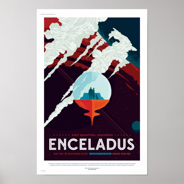 NASA Future Travel Poster - Saturn Moon Enceladus (Front)