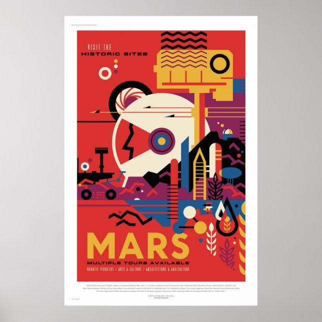 NASA Future Travel Poster Visit Mars Space Vintage (Front)