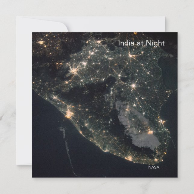  NASA ISS Photo of India at Night Card (Front)