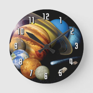 NASA JPL Solar System Planets Montage Space Photos Round Clock