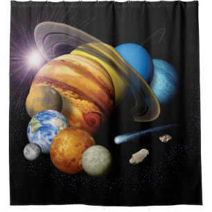 NASA JPL Solar System Planets Montage Space Photos Shower Curtain