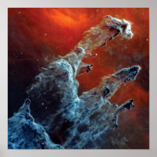 NASA JWST Pillars of Creation Mid Infrared Poster