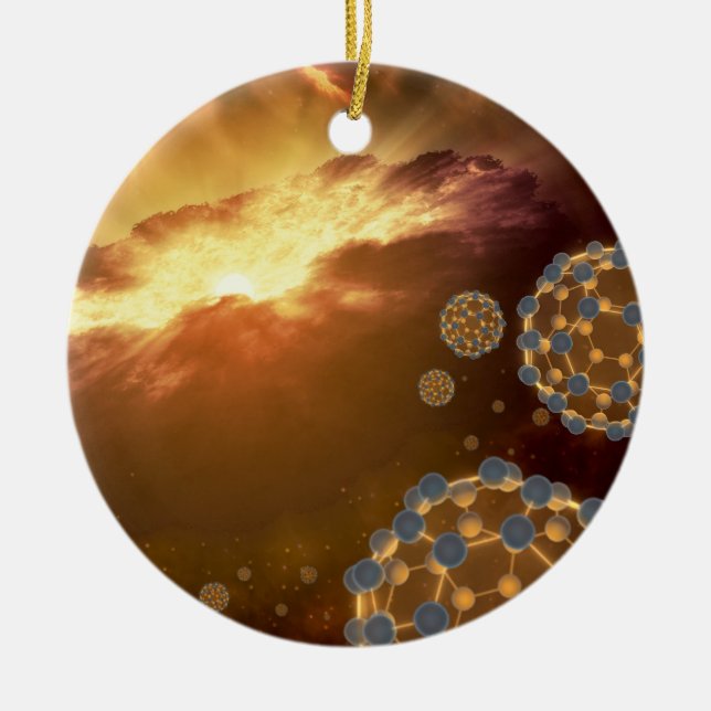 NASA Largest Molecule Buckyballs Ceramic Tree Decoration (Front)