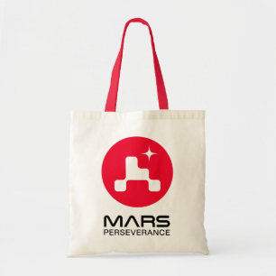 NASA Mars Perseverance Rover Logo Comet Red Trim Tote Bag