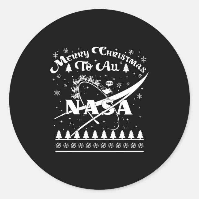Nasa Merry Christmas To All Ugly Sweater Logo With Classic Round Sticker (Front)
