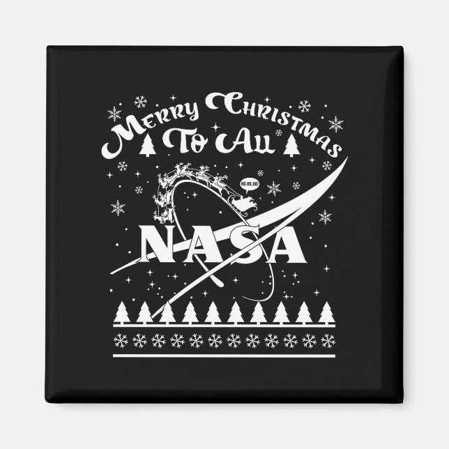 Nasa Merry Christmas To All Ugly Sweater Logo With Magnet (Front)