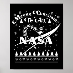 Nasa Merry Christmas To All Ugly Sweater Logo With Poster
